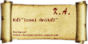 Kölcsei Anikó névjegykártya